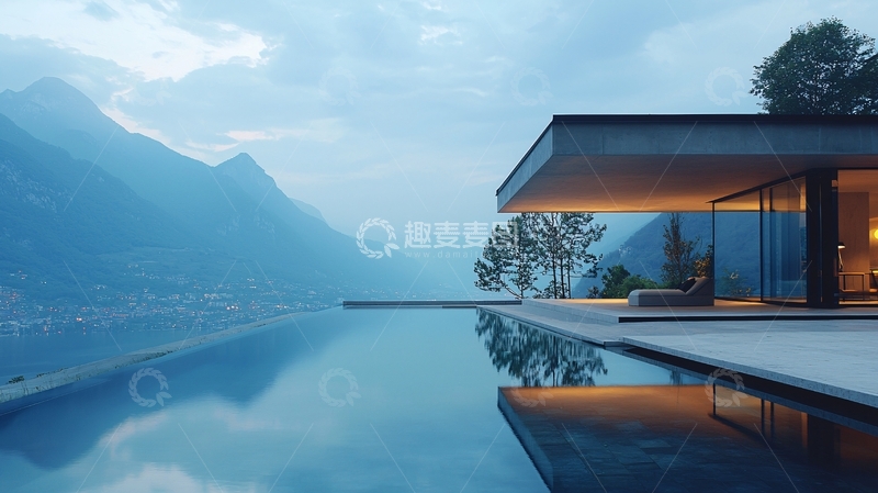 高清大图下载【趣麦麦图】山景泳池现代别墅