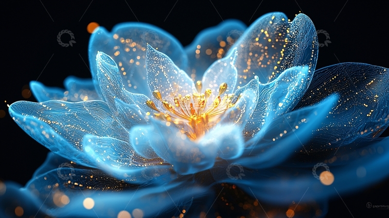 高清大图下载【趣麦麦图】蓝色发光莲花