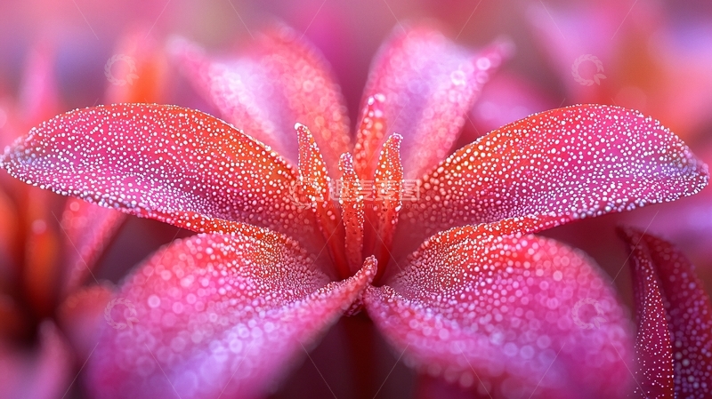 高清大图下载【趣麦麦图】粉红色花朵露珠特写