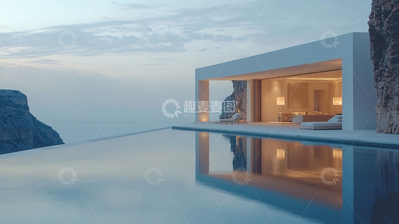高清大图下载【趣麦麦图】极简风格海景别墅