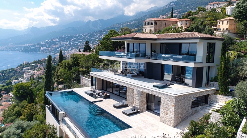 高清大图下载【趣麦麦图】山顶别墅海景泳池