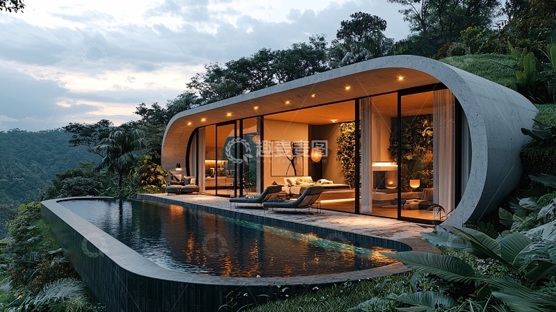 高清大图下载【趣麦麦图】山顶泳池别墅