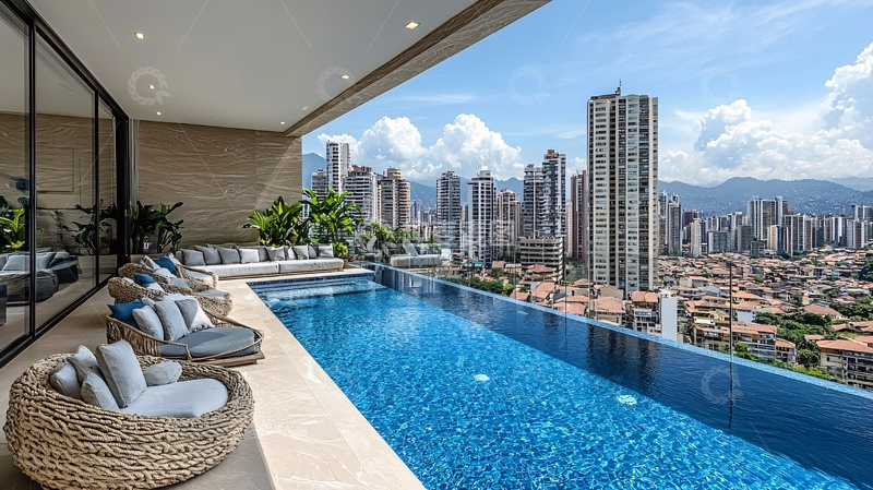 高清大图下载【趣麦麦图】城市景观泳池别墅