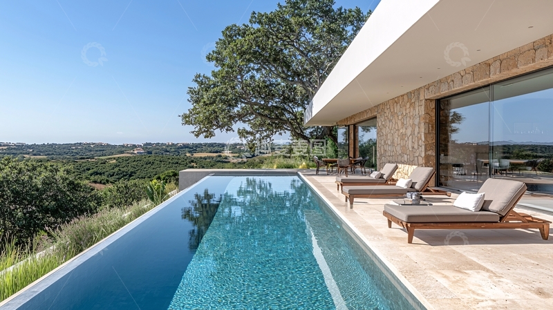 高清大图下载【趣麦麦图】现代简约别墅泳池景观