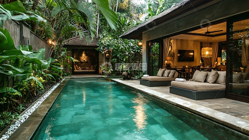 高清大图下载【趣麦麦图】热带别墅私家泳池