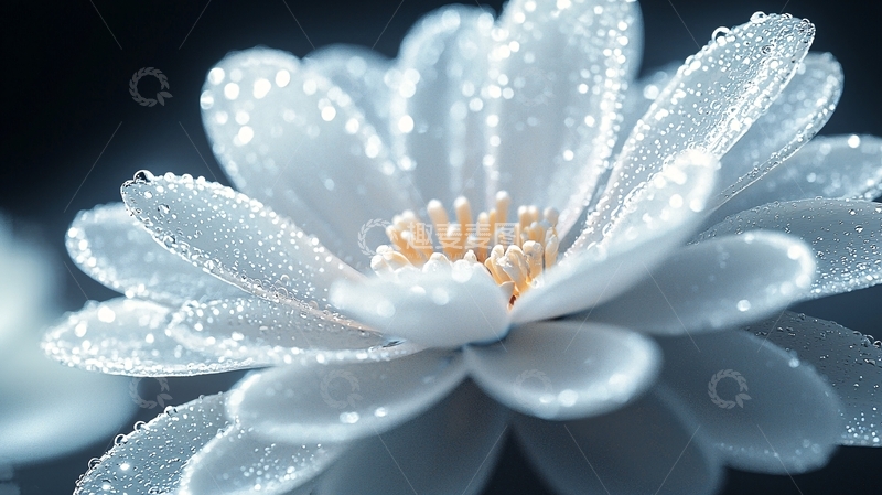 高清大图下载【趣麦麦图】晶莹剔透的白色雏菊花朵