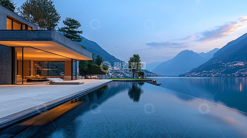 高清大图下载【趣麦麦图】湖景别墅