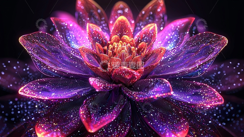 高清大图下载【趣麦麦图】梦幻紫色闪光莲花