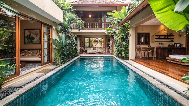 高清大图下载【趣麦麦图】巴厘岛度假别墅泳池