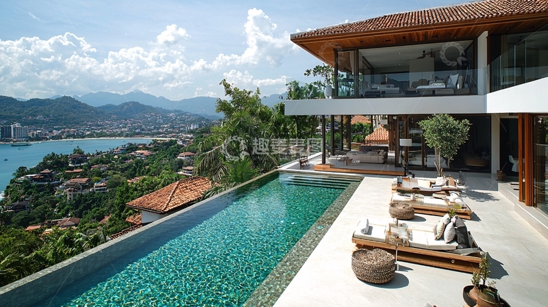 高清大图下载【趣麦麦图】山顶别墅无边泳池