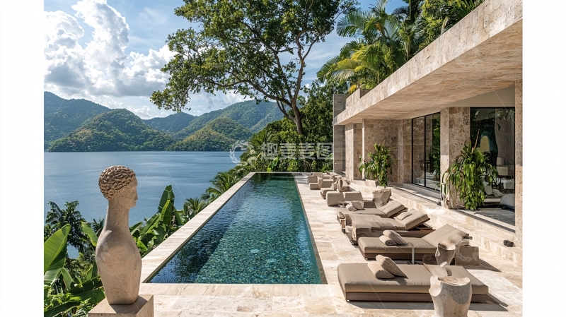 高清大图下载【趣麦麦图】海景别墅无边泳池