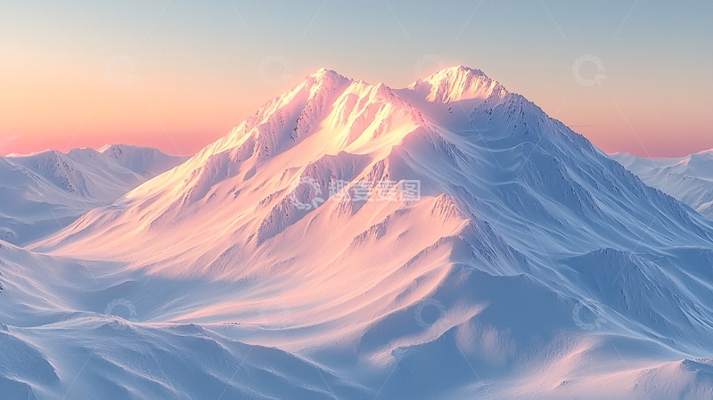 高清大图下载【趣麦麦图】雪山日落