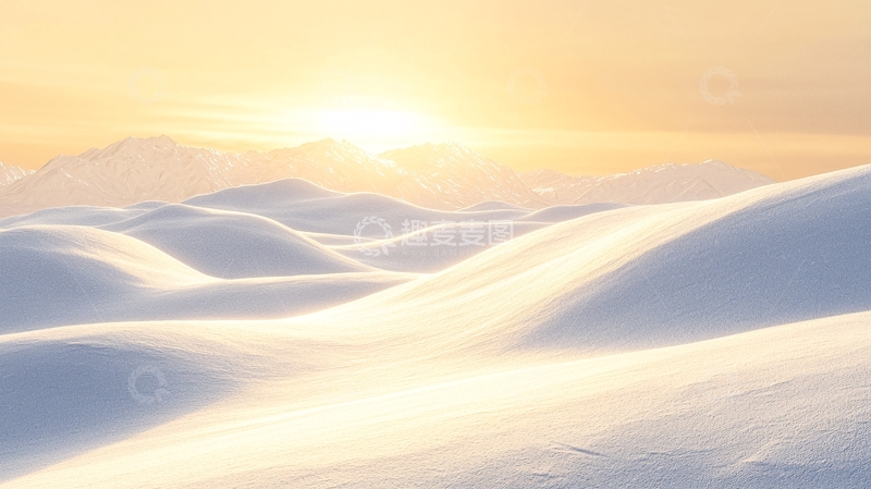高清大图下载【趣麦麦图】极地日出雪原