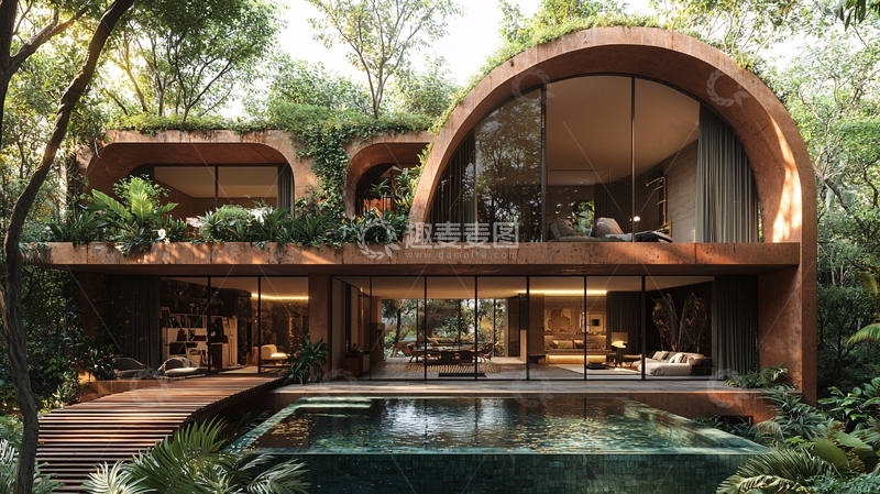 高清大图下载【趣麦麦图】自然融合现代别墅