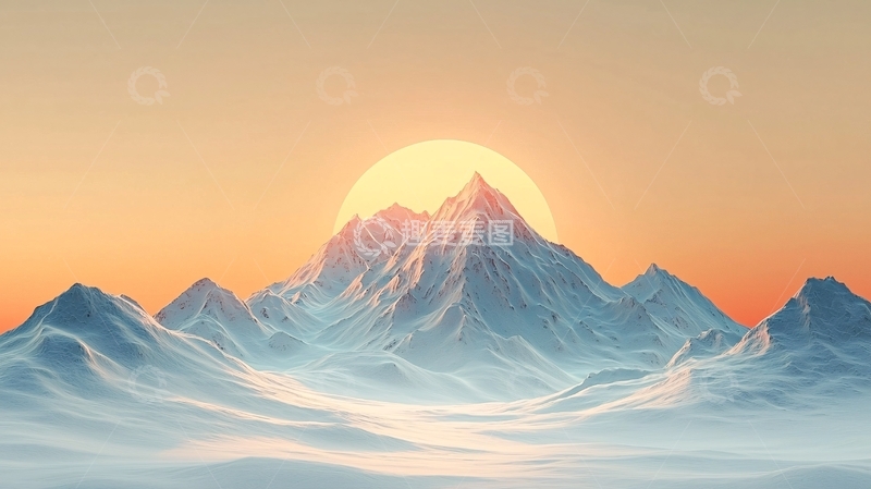 高清大图下载【趣麦麦图】日出雪山