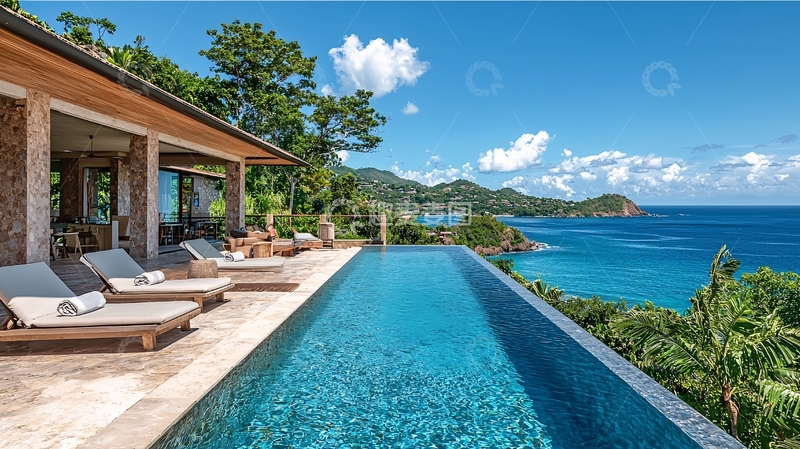 高清大图下载【趣麦麦图】海景别墅无边泳池