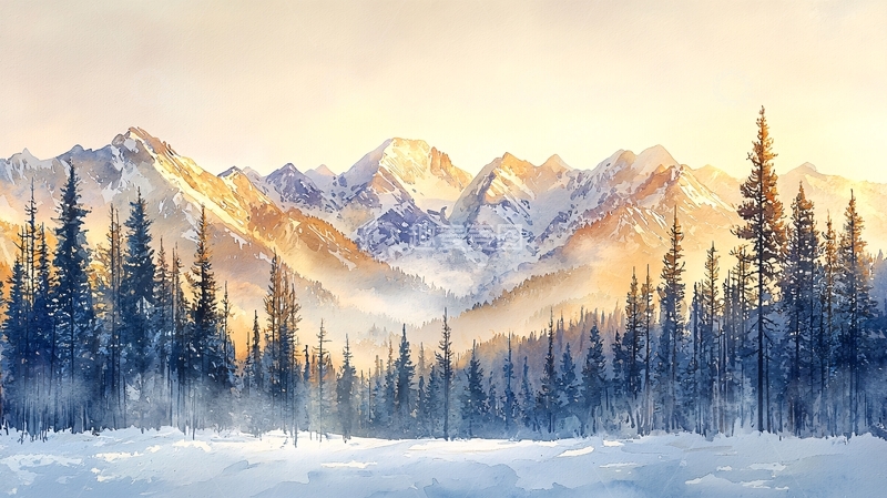 高清大图下载【趣麦麦图】雪山日出108