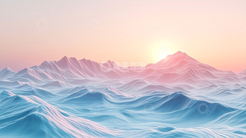 高清大图下载【趣麦麦图】粉色日出雪山
