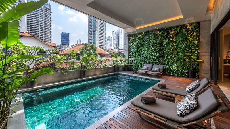 高清大图下载【趣麦麦图】现代别墅泳池景观