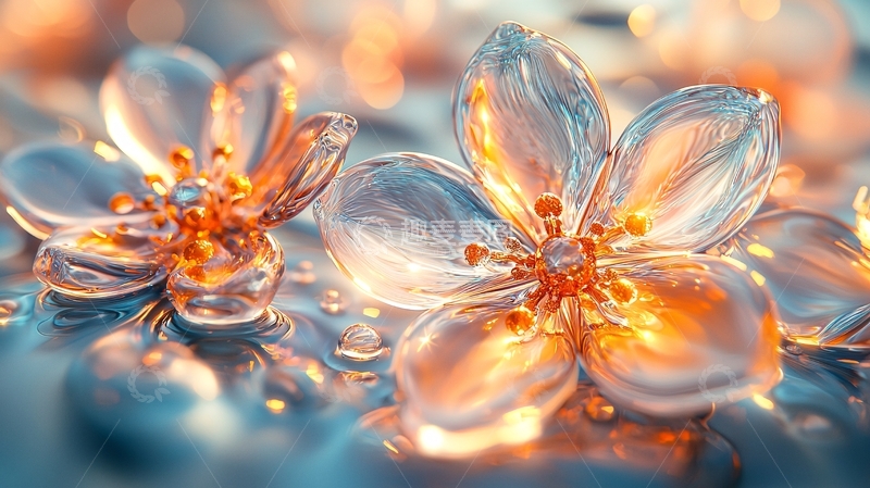 高清大图下载【趣麦麦图】透明玻璃花朵