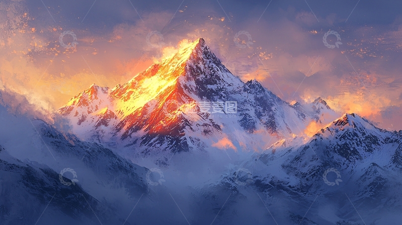 高清大图下载【趣麦麦图】燃烧的雪山