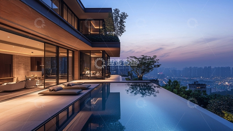 高清大图下载【趣麦麦图】山顶别墅夜景