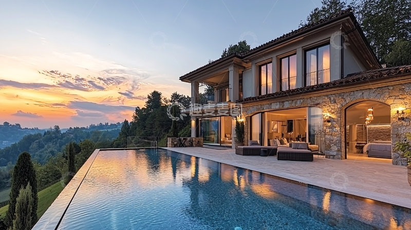 高清大图下载【趣麦麦图】山景泳池别墅