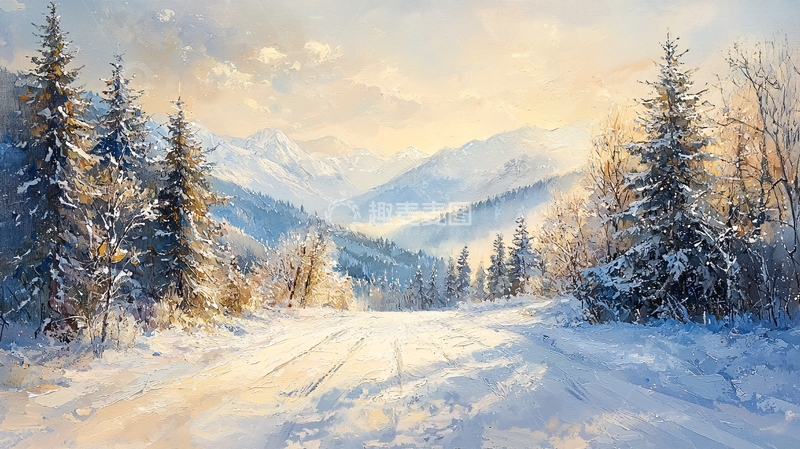 高清大图下载【趣麦麦图】雪山公路风景