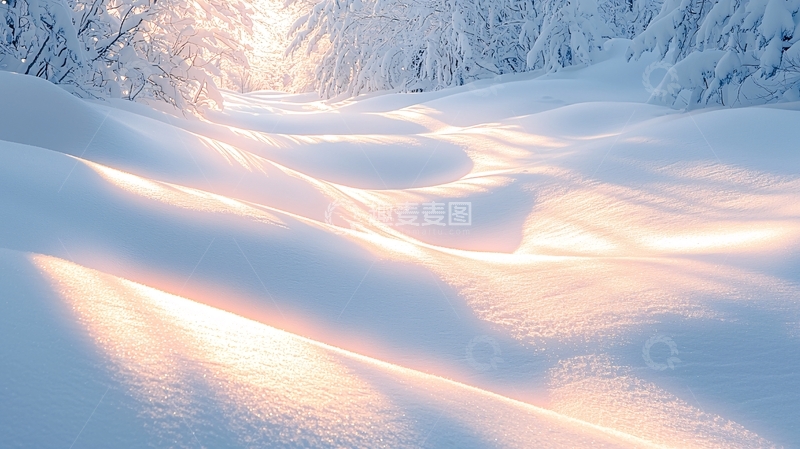 高清大图下载【趣麦麦图】雪地阳光森林