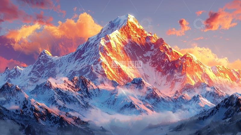 高清大图下载【趣麦麦图】日照金山