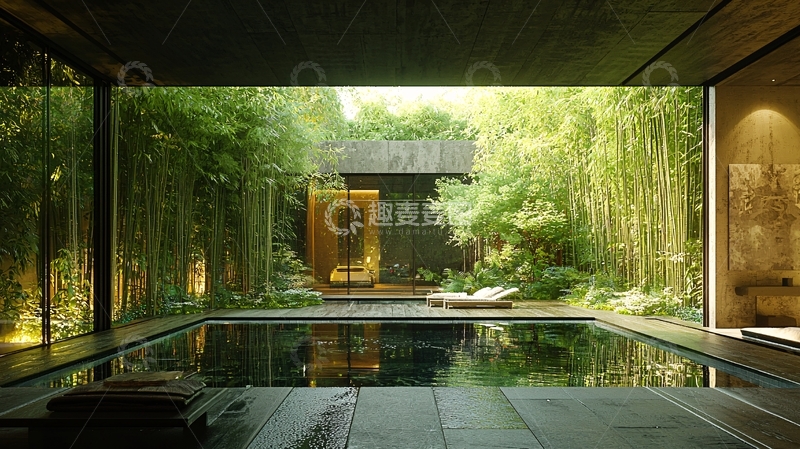 高清大图下载【趣麦麦图】现代极简庭院泳池