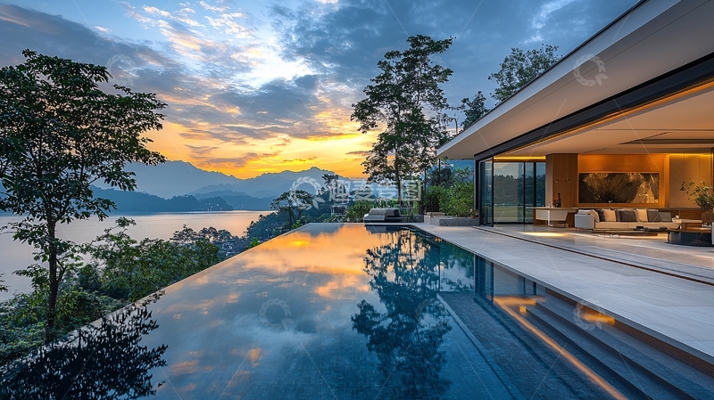 高清大图下载【趣麦麦图】山景泳池别墅