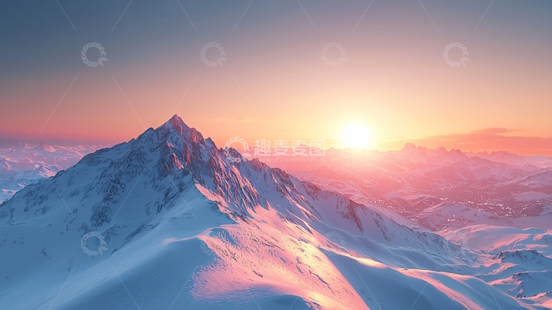 高清大图下载【趣麦麦图】雪山日出110