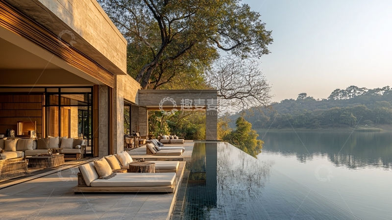 高清大图下载【趣麦麦图】现代简约湖景别墅
