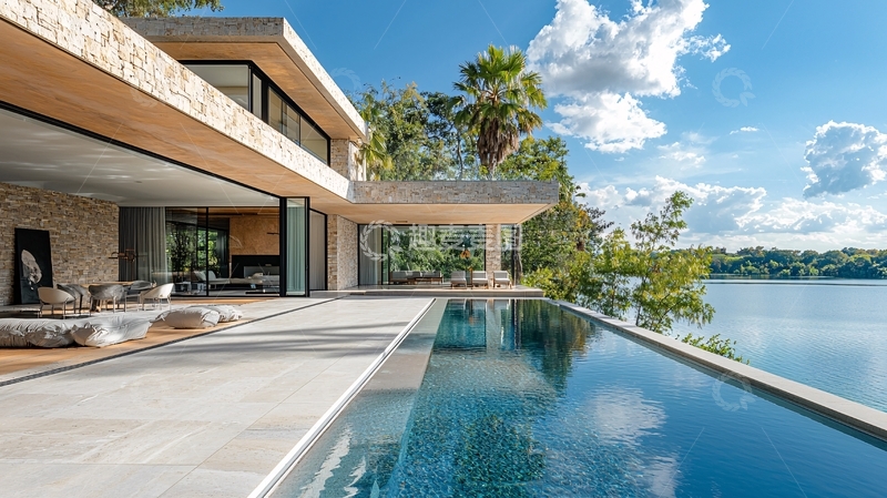 高清大图下载【趣麦麦图】现代湖景别墅