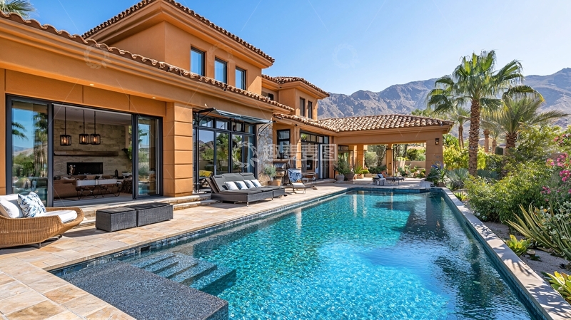 高清大图下载【趣麦麦图】奢华别墅泳池景观