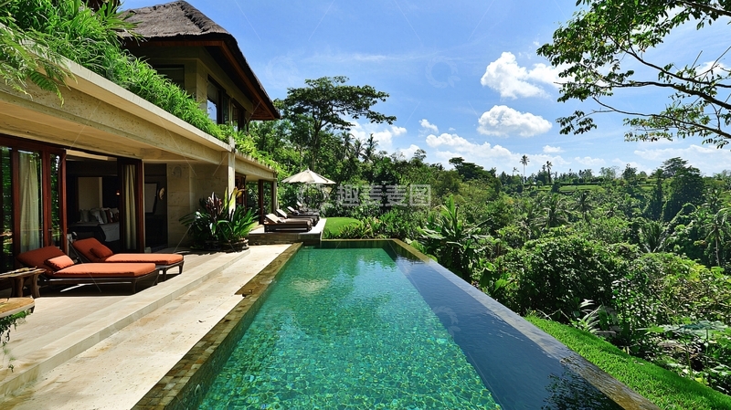 高清大图下载【趣麦麦图】巴厘岛别墅泳池景观
