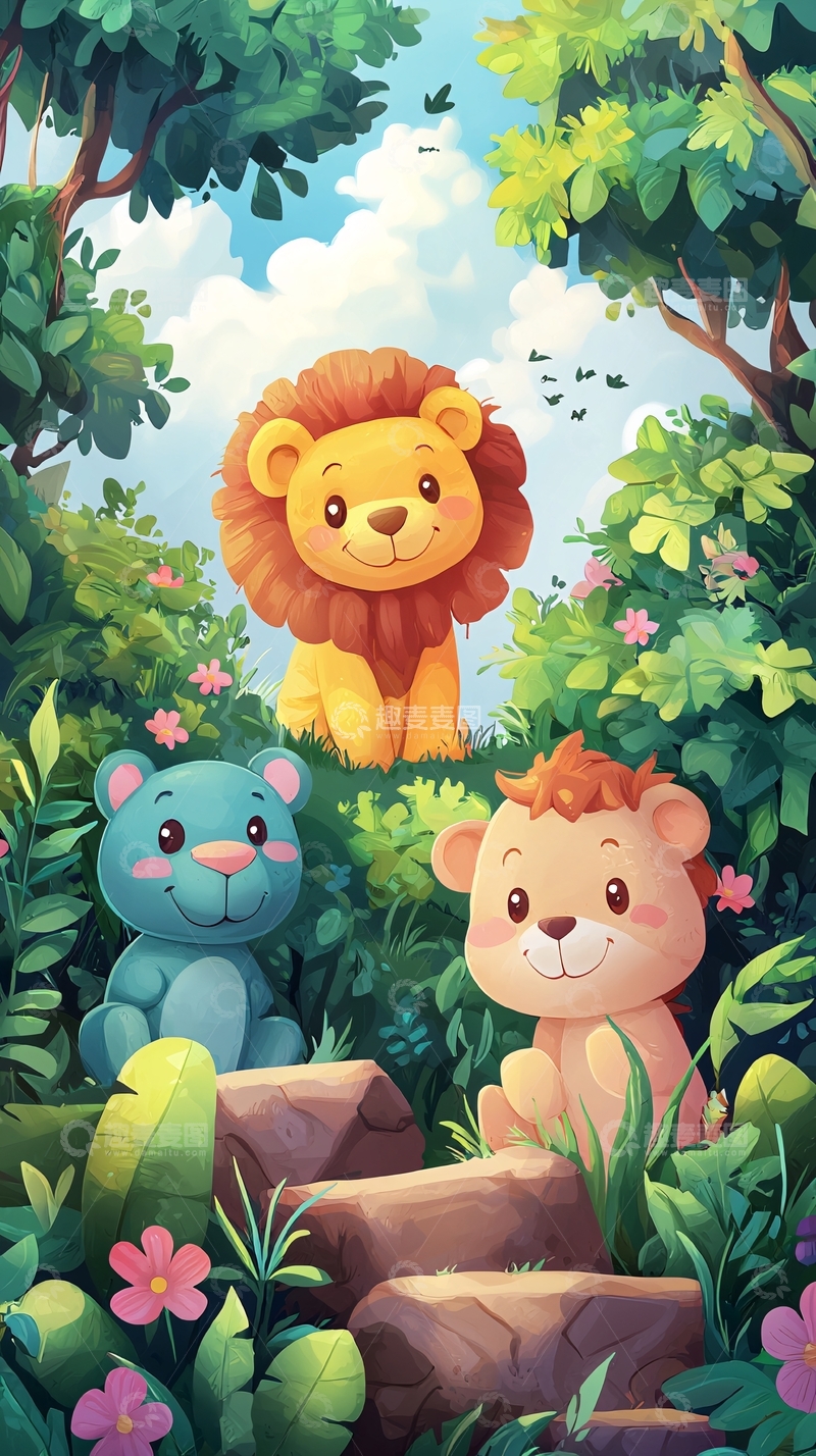 高清大图下载【趣麦麦图】卡通森林动物