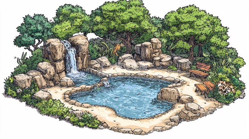 高清大图下载【趣麦麦图】手绘风格花园水景设计