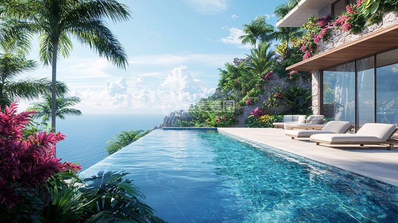 高清大图下载【趣麦麦图】海景泳池别墅