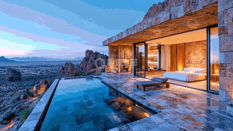 高清大图下载【趣麦麦图】山顶无边泳池别墅