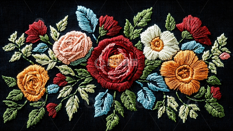 高清大图下载【趣麦麦图】精美刺绣花朵图案