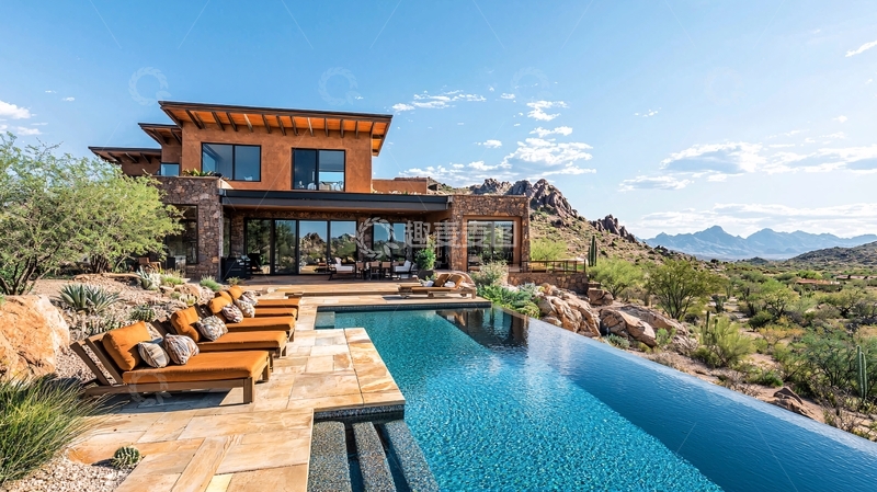 高清大图下载【趣麦麦图】现代山景别墅泳池