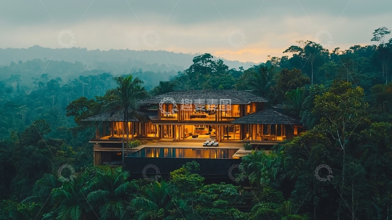 高清大图下载【趣麦麦图】山顶别墅夜景