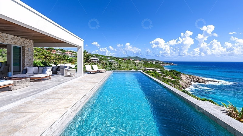 高清大图下载【趣麦麦图】海景别墅无边泳池