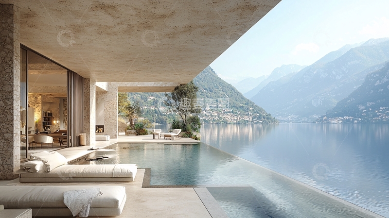 高清大图下载【趣麦麦图】现代简约湖景别墅