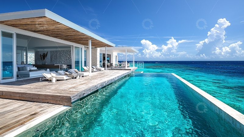 高清大图下载【趣麦麦图】海边别墅私人泳池