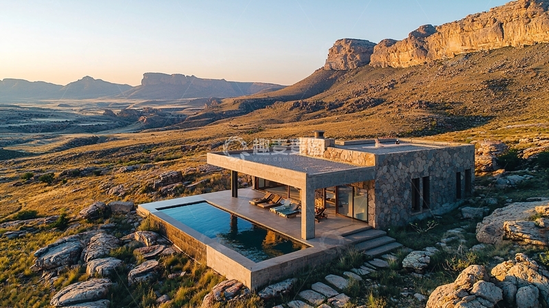 高清大图下载【趣麦麦图】山崖边现代风格别墅