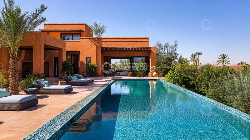 高清大图下载【趣麦麦图】摩洛哥红土别墅