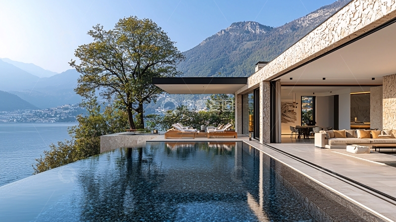高清大图下载【趣麦麦图】山景湖景泳池别墅